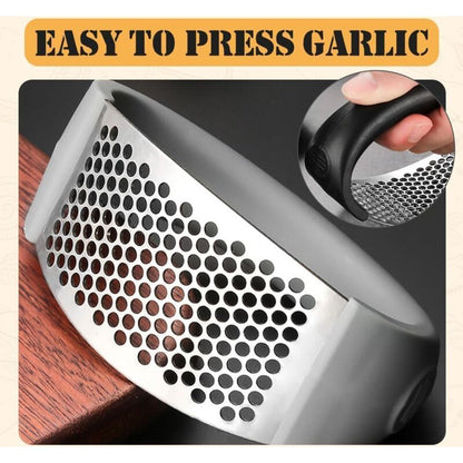 Stainless Steel ROcking Garlic Press - Cooking Appliance - Black & Gray 2Pc - Image 3