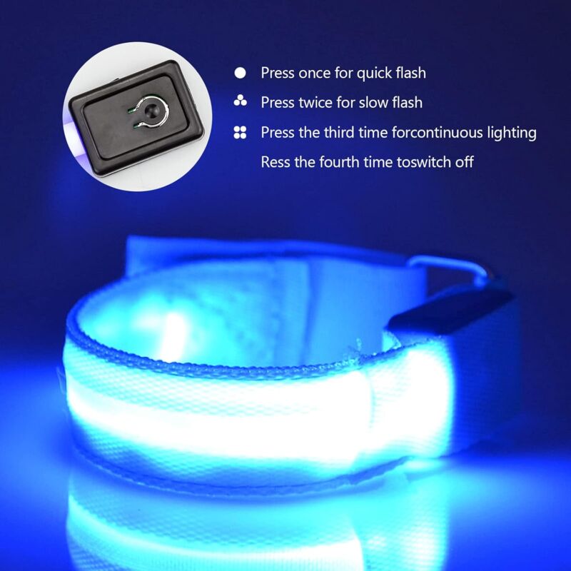 LED Reflective Arm Band Safety Bracelet Luminous Wristbands Waterproof Light Band Night Safety Reflective Strap For - Image 4