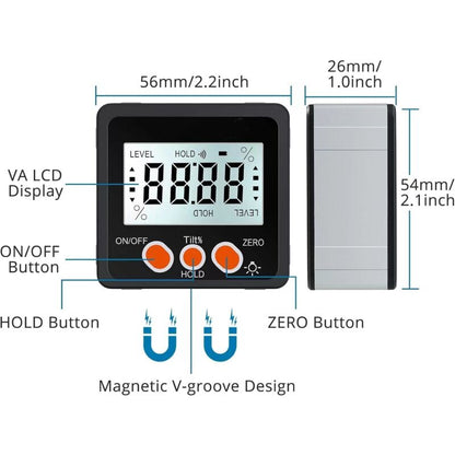 Digital Inclinometer Protractor 4 90° Level Box Angle Finder Backlight Bevel Gauge Magnetic Base Gauge In/Ft Mm/M With - Image 2