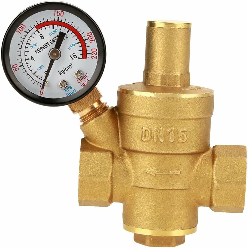 Adjustable Water Pressure Regulator Reducer With Dn15 Brass Measuring Meter - Image 2