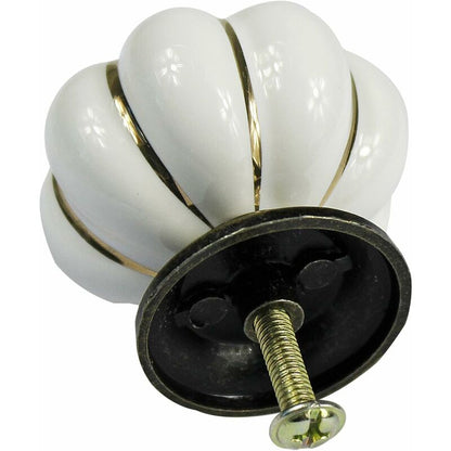 10 pcs Vintage European Style Ceramic Pumpkin Cabinet Knobs Dresser Cupboard Drawer Pull Handles White - Image 2