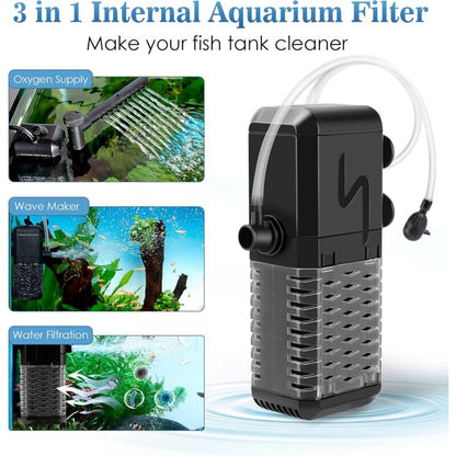 Adjustable Aquarium Filter 600L/H Aquarium Pump, Ultra-Quiet Internal Aquarium Filter Suitable For Aquariums Up To 200L - Image 3