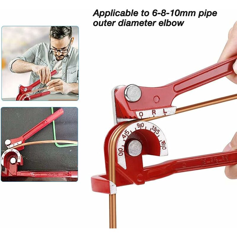 Tube Bender, 3 In 1 Tube Bender 6Mm/8Mm/10Mm Copper Tube Bender Copper Tube Cutter 180° Heavy Duty Manual Tube Bender - Image 4