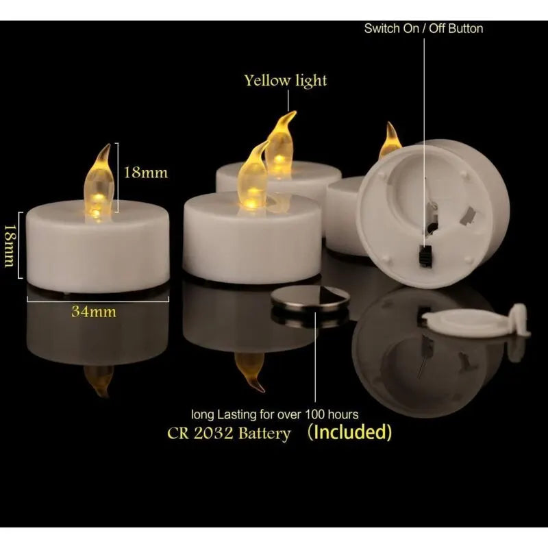 24 LED Flameless Tea Light Candles - Realistic & Bright, Battery Operated - Long Lasting For Wedding, Holiday, Party - Image 3