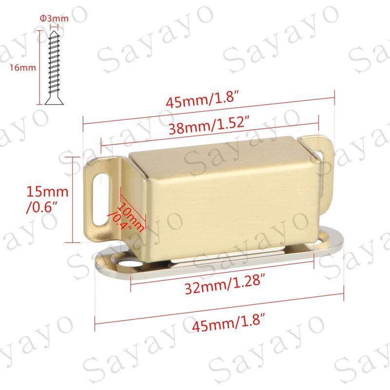 Magnetic Door Catches For Drawers Or Cabinets Door Closure, Stainless Steel Gold Finish, 4 pcs, Ecat001G-4P-Fr - Image 4