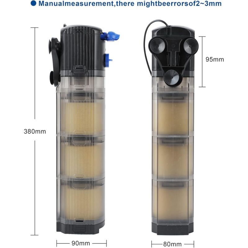 Aquarium Internal Filter Adjustable 3 In 1 Aquarium Pump For 100-300L Freshwater Or Saltwater Aquarium 1500L/H 25W - Image 2