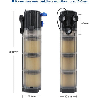 Aquarium Internal Filter Adjustable 3 In 1 Aquarium Pump For 100-300L Freshwater Or Saltwater Aquarium 1500L/H 25W - Image 2
