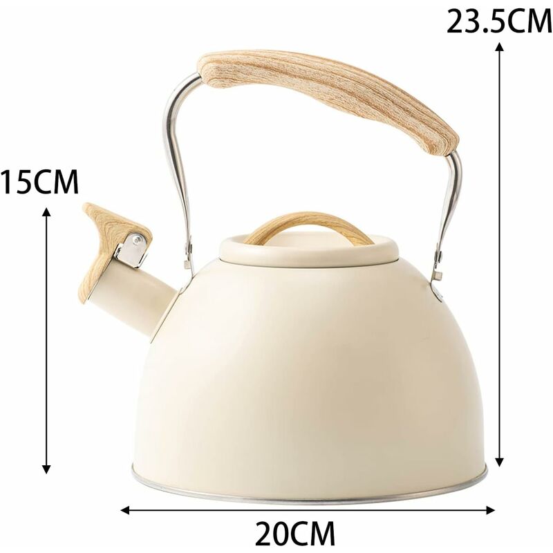 Stainless Steel Tea Kettle With Wooden Handle, 3L Induction Whistling Kettle, Retro Teapot Kettle, Boiler For Electric, - Image 2