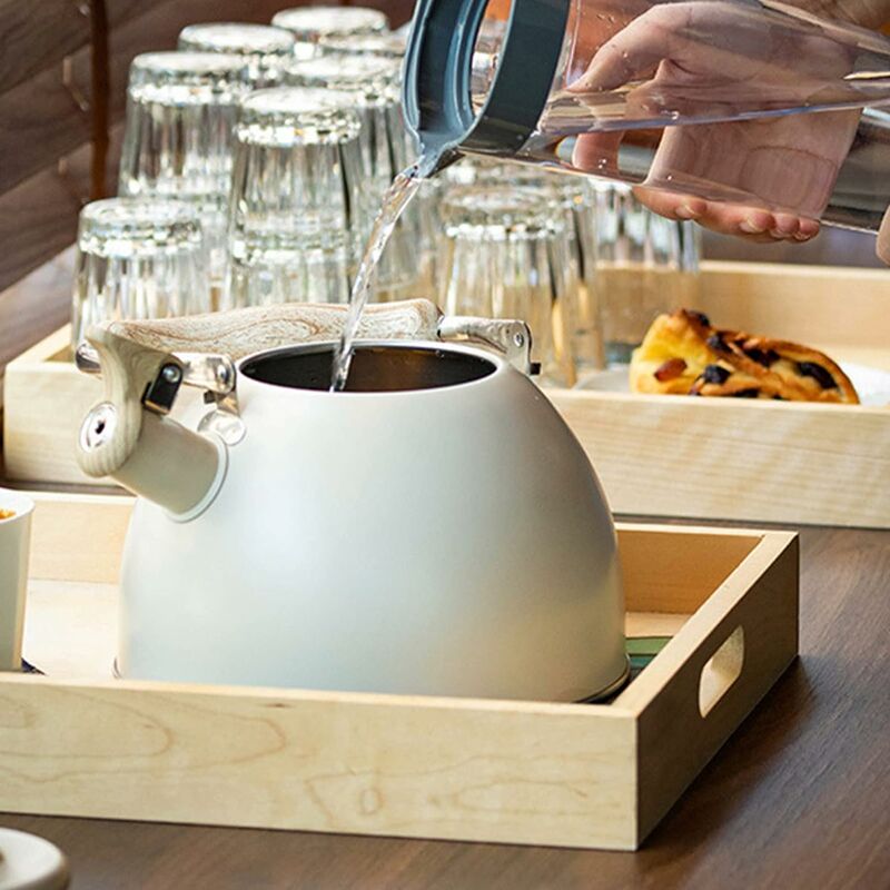 Stainless Steel Tea Kettle With Wooden Handle, 3L Induction Whistling Kettle, Retro Teapot Kettle, Boiler For Electric, - Image 3