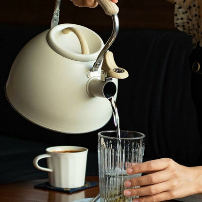 Stainless Steel Tea Kettle With Wooden Handle, 3L Induction Whistling Kettle, Retro Teapot Kettle, Boiler For Electric, - Image 4