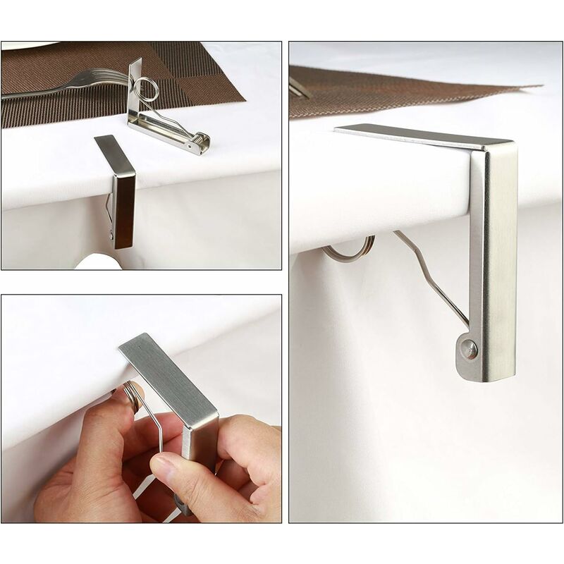 4 pcs Tablecloth Clips Set Stainless Steel Tablecloth Clips Anti-Slip Spring Loaded Tablecloth Holder - Image 4