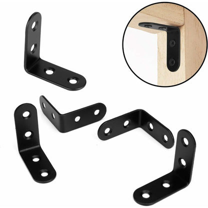 Black Right Angle Bracket L Shaped Metal Corner Braces With Screws For Wood Furniture Cupboard Support 20 pcs 40 18Mm - Image 2