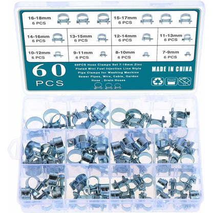 60 pcs Galvanized Silicone Fuel Hose Clamps