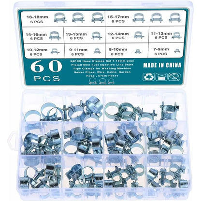 60 pcs Galvanized Silicone Fuel Hose Clamps