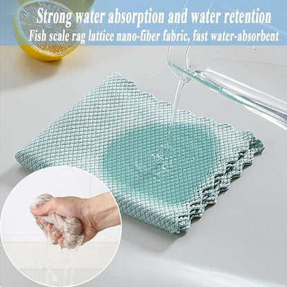 Microfiber Cleaning Cloths 10 Fish Scale Cleaning Cloth 25X25Cm, Eco-Friendly Reusable Towel For Kitchen Glass Car - Image 3