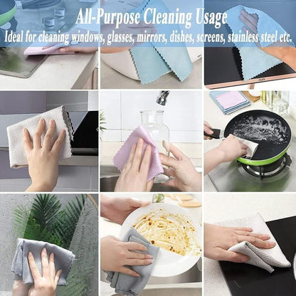 Microfiber Cleaning Cloths 10 Fish Scale Cleaning Cloth 25X25Cm, Eco-Friendly Reusable Towel For Kitchen Glass Car - Image 4