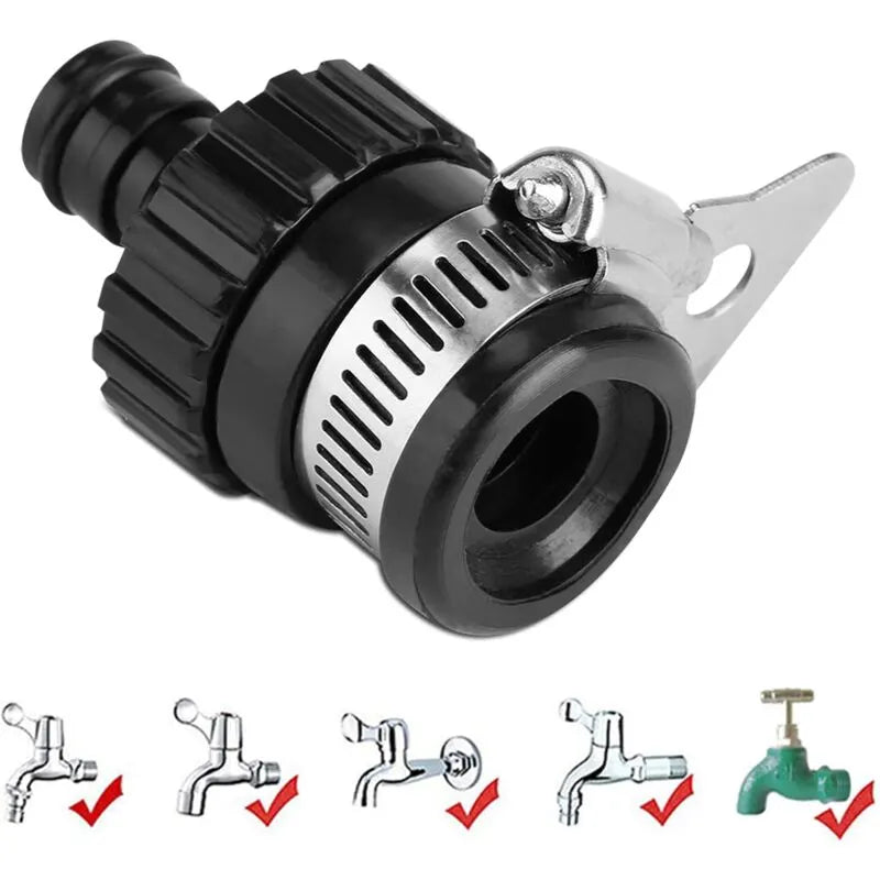Universal Water Tap Hose Connector For Car Wash Garden Hose Quick Connector Tap Adapter Diameter Less Than 16Mm (Black) - Image 2