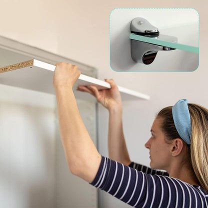 2-Piece Adjustable Glass Shelf Bracket, Support For 5-21Mm Thickness Wood/Glass Shelves - Image 2
