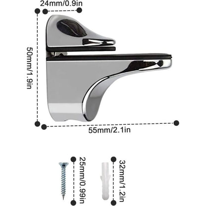 2-Piece Adjustable Glass Shelf Bracket, Support For 5-21Mm Thickness Wood/Glass Shelves - Image 3