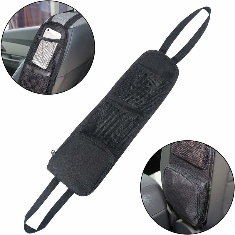 Seat Side Organizer, Storage Bag, Phone Holder, Mesh Pocket For All Front Passenger Car Seats For Cars, Trucks - Image 2