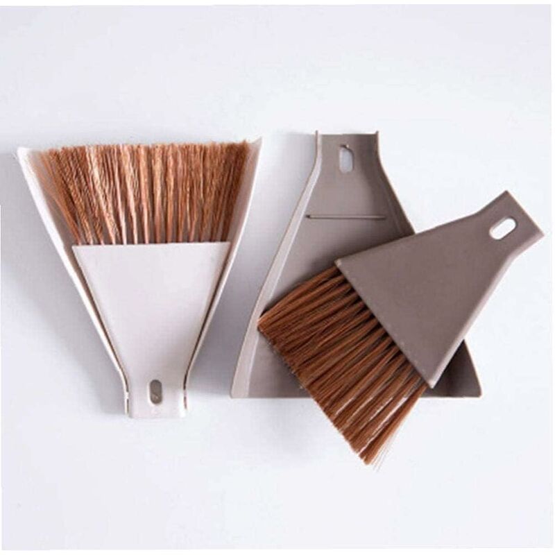 1Set Mini Dustpan Brush Sets, Cleaning Brush For Table, Desk, Countertop, Keyboard, Car, Camping (Beige) - Image 2