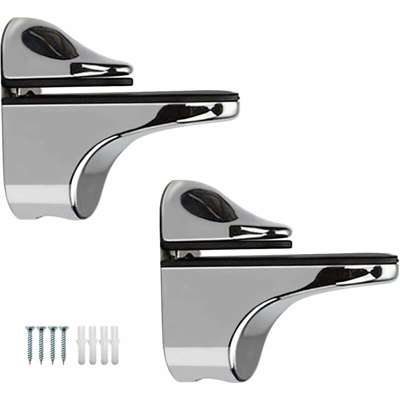 2-Piece Adjustable Glass Shelf Bracket, Support For 5-22Mm Thickness Wood/Glass Shelves