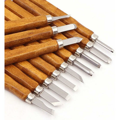12 pcs Wood Carving Tool Kit - Professional Carving Chisels Knife Handle Carving Sculptures Expert Carpenter Beginners - Image 3