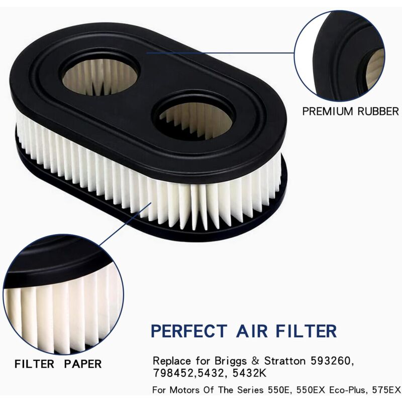 2 pcs Lawn Mower Air Filter, Air Filter For Briggs & Stratton 798452 And 5432 Engine Parts, Lawn Filter Suitable For - Image 3