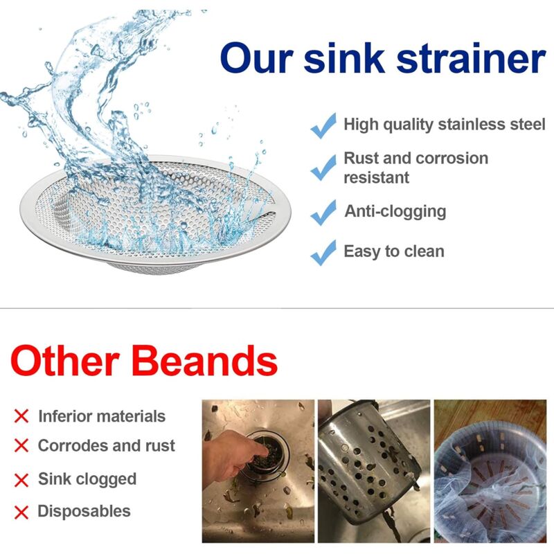 2 pcs Heart Shape Kitchen Sink Filter, Stainless Steel Sink Filter, Sink Grid, Kitchen Sink Stopper, Drain Stopper - Image 2