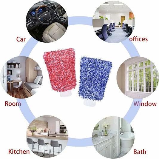 Car Wash Gloves 2 Pieces, Microfiber Wash Mitt, Chenille Super Absorbent Cleaning Gloves For Cleaning, Kitchen And Car - Image 2