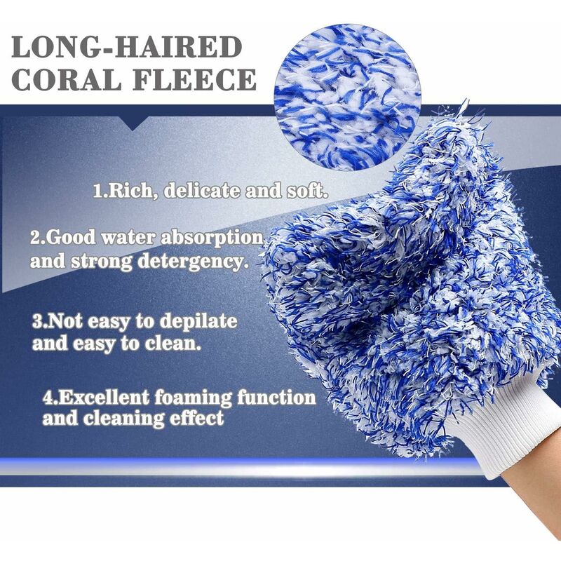 Car Wash Gloves 2 Pieces, Microfiber Wash Mitt, Chenille Super Absorbent Cleaning Gloves For Cleaning, Kitchen And Car - Image 3