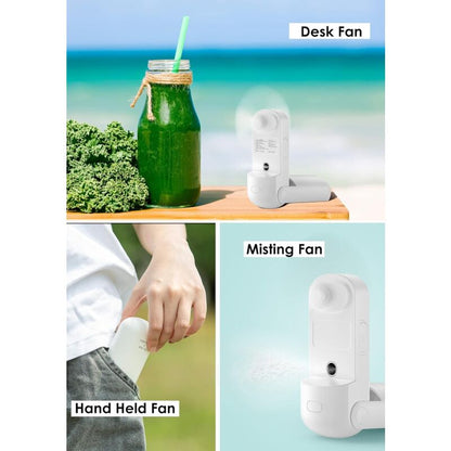 Portable Misting Fan, 3 In 1 Handheld Fan, 3 Adjustable Speeds, Foldable Personal Fan For Girls Women Traveling (White) - Image 3