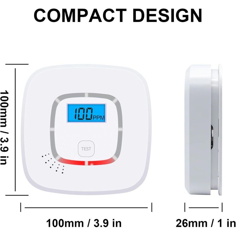 Battery Operated Carbon Monoxide (Co) Detector, En 52091 Certified, Carbon Monoxide Detector With Digital Display - Image 2