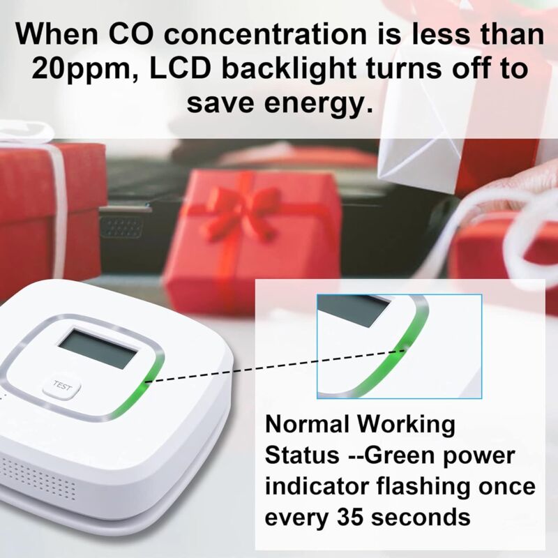 Battery Operated Carbon Monoxide (Co) Detector, En 52091 Certified, Carbon Monoxide Detector With Digital Display - Image 3