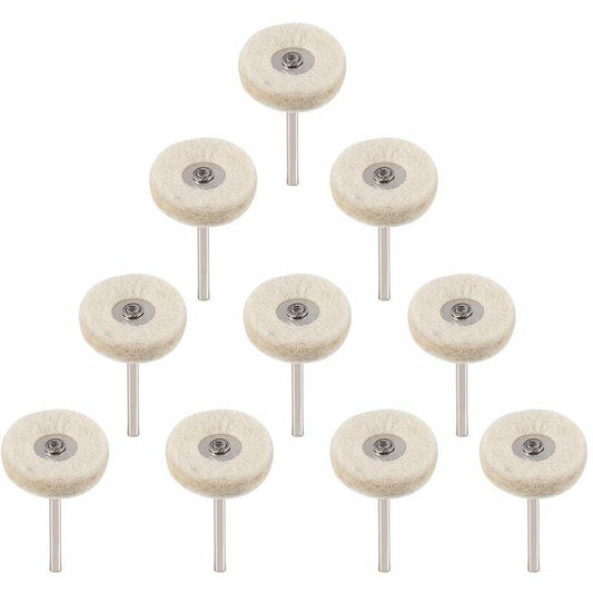 10 pcs Polishing Wheel 25Mm Wool Felt Buffing Wheels Drill Grinder Wheels Brushes ROtary Tool With Handle