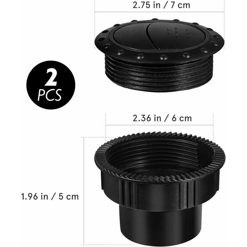 60Mm Car Interior Heater Vent Cover DAshboard Air Vent Deflector Side ROof Air Black Vent Outlet ROund Louvered DAsh - Image 2