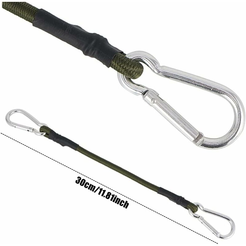 2 Pack 30Cm Heavy Duty Mini Bungee Cords With Carabiner For Camping, Luggage, Travel - Image 2