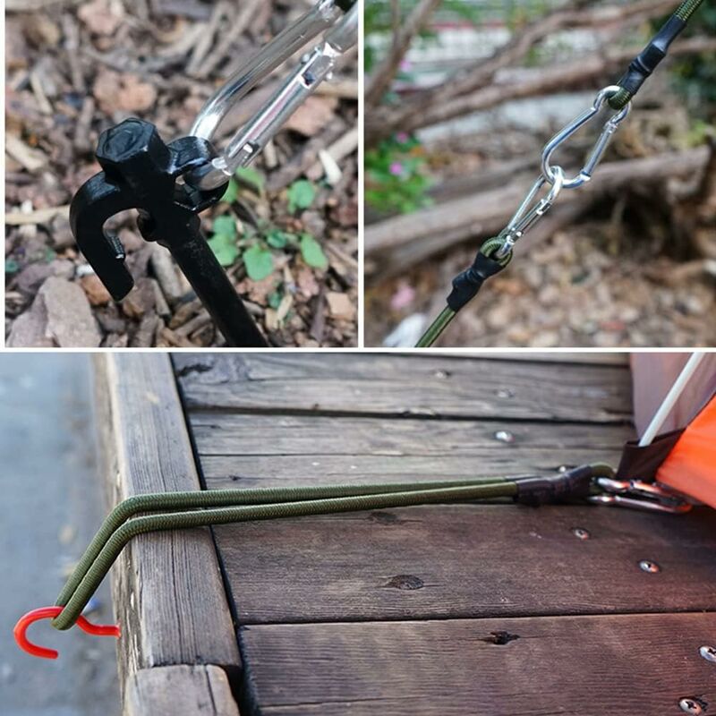2 Pack 30Cm Heavy Duty Mini Bungee Cords With Carabiner For Camping, Luggage, Travel - Image 3