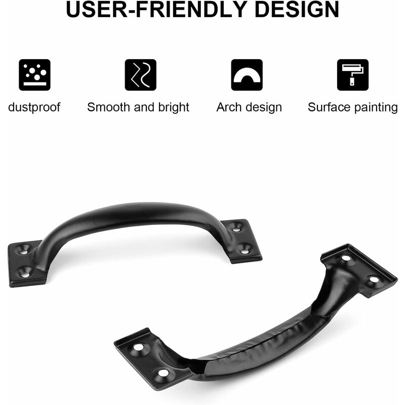 Black Furniture Handle, 10 Pieces Kitchen Cabinet Handles, Arc Drawer Handles, Effortless Push And Pull, With 40 - Image 3