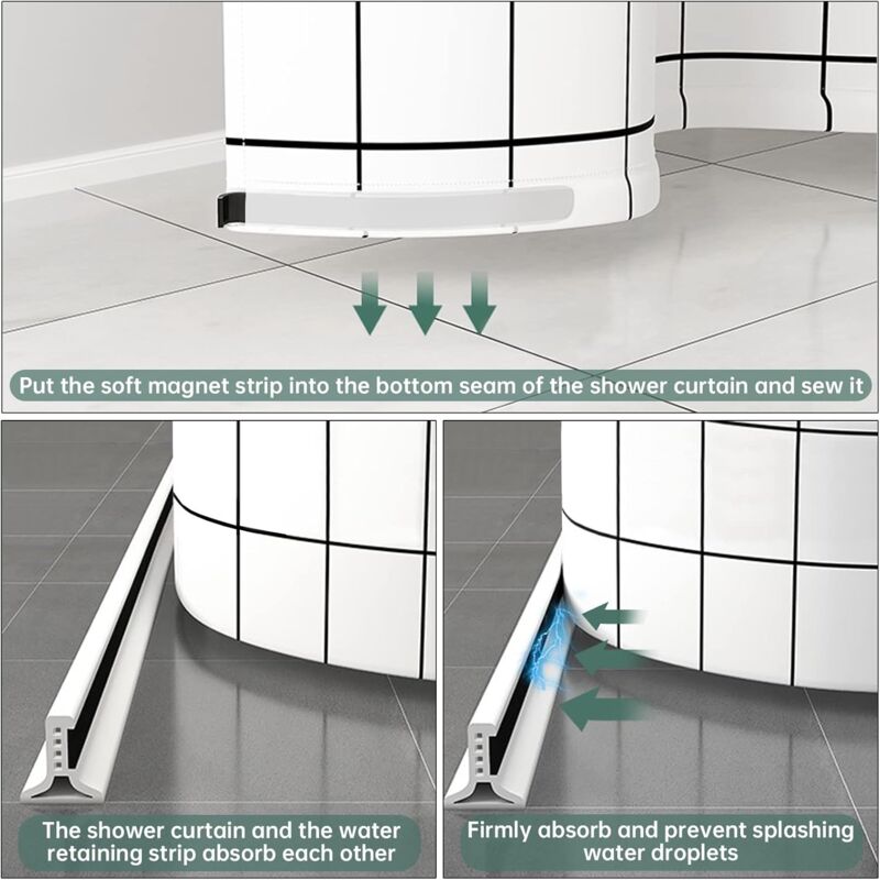Foldable Shower Barrier And Water DAm Retention System Keeps Water Inside Threshold (1M, Magnetic Style-White) - Image 3