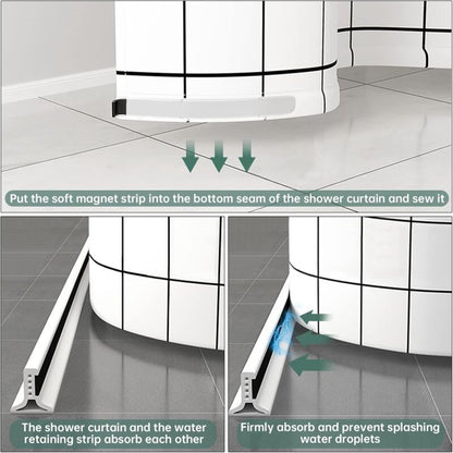 Foldable Shower Barrier And Water DAm Retention System Keeps Water Inside Threshold (1M, Magnetic Style-White) - Image 3