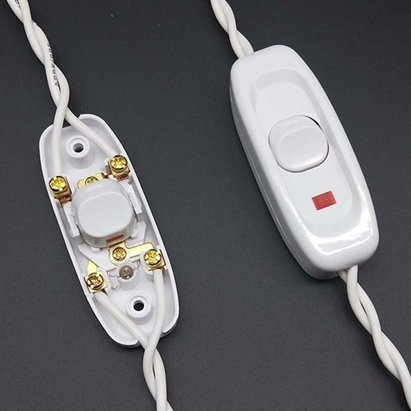 2 pcs Ac 250V 10A Inline On/Off ROcker Switch Desk Lamp Cable Switch With LED Indicator White - Image 3