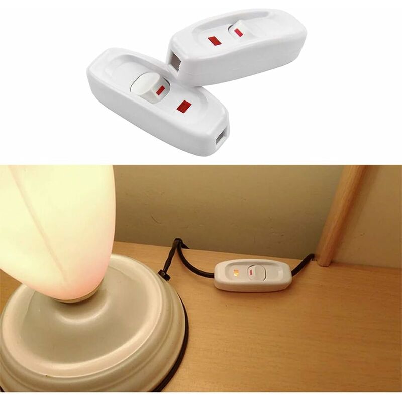 2 pcs Ac 250V 10A Inline On/Off ROcker Switch Desk Lamp Cable Switch With LED Indicator White - Image 4
