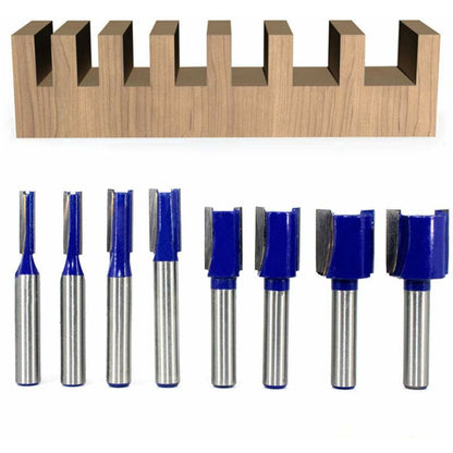 8 pcs 8Mm Shank Double Flute Straight ROuter Bit Set For Woodworking Tools 5Mm, 6Mm, 8Mm, 10Mm, 12Mm, 14Mm, 18Mm, 20Mm