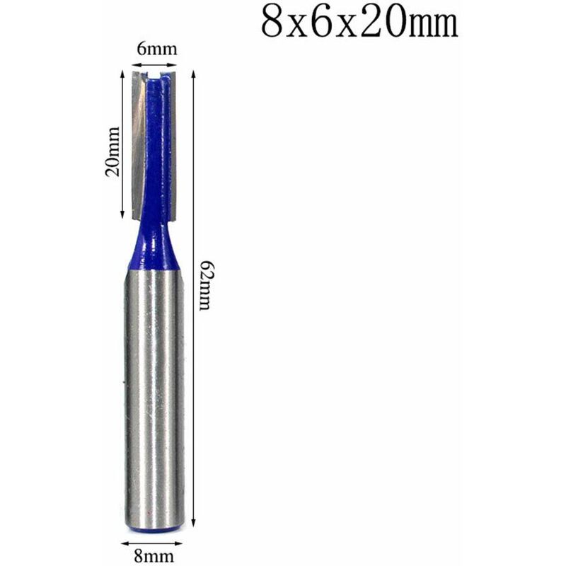 8 pcs 8Mm Shank Double Flute Straight ROuter Bit Set For Woodworking Tools 5Mm, 6Mm, 8Mm, 10Mm, 12Mm, 14Mm, 18Mm, 20Mm - Image 3