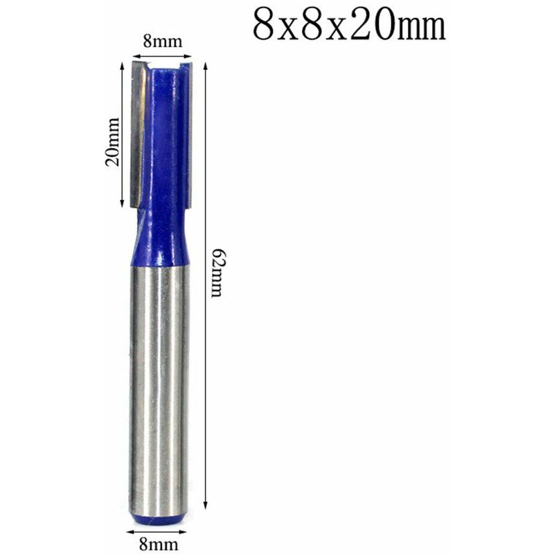 8 pcs 8Mm Shank Double Flute Straight ROuter Bit Set For Woodworking Tools 5Mm, 6Mm, 8Mm, 10Mm, 12Mm, 14Mm, 18Mm, 20Mm - Image 4