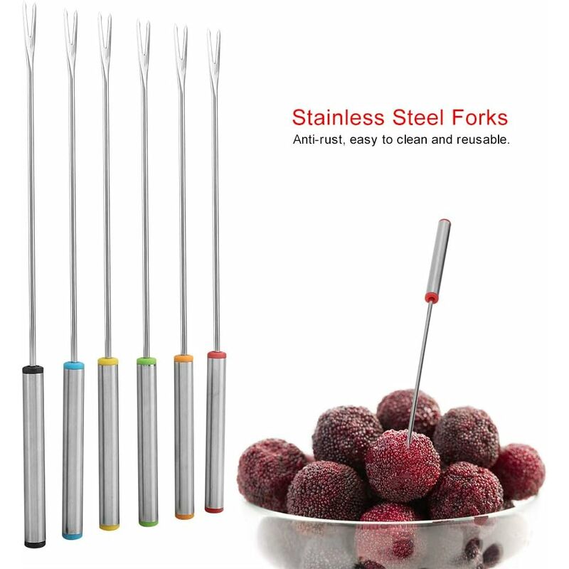 6 pcs Fondue Forks, Stainless Steel Fondue Forks, Chocolate Fondue Forks For Fruit Barbecue Pot Fork Fondue Skewers - Image 2