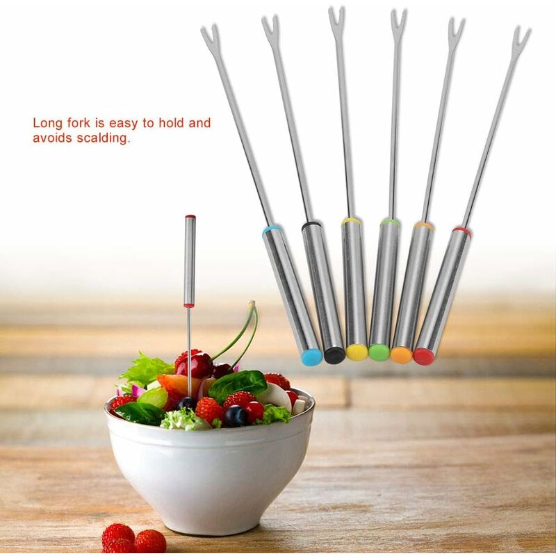 6 pcs Fondue Forks, Stainless Steel Fondue Forks, Chocolate Fondue Forks For Fruit Barbecue Pot Fork Fondue Skewers - Image 4