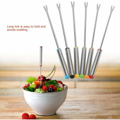 6 pcs Fondue Forks, Stainless Steel Fondue Forks, Chocolate Fondue Forks For Fruit Barbecue Pot Fork Fondue Skewers - Image 4
