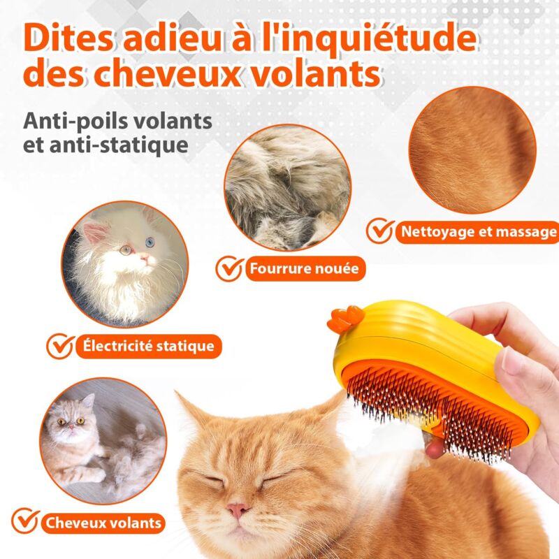 Cat Steam Brush With Release Button, Rechargeable Cat Steam Brush For Long And Short Hair Cats Dogs Rabbits, - Image 2